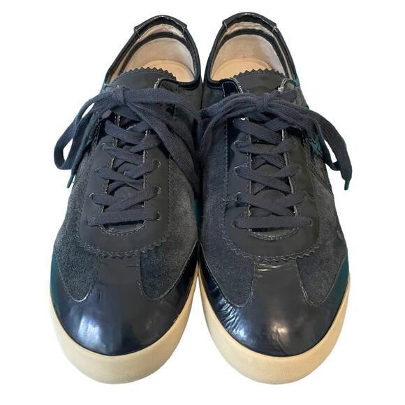 Tory Burch Murphey Blue Suede Logo Lace Up Sneakers Size 8.5 70s Track Sneakers - Picture 9 of 15